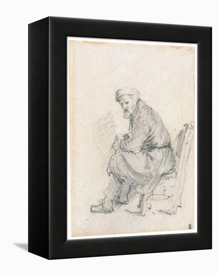 Old Man in a Turban, Seated in Profile, Turning to the Left (Chalk and Graphite on Paper)-Rembrandt van Rijn-Framed Premier Image Canvas