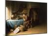 Old Man Lighting His Pipe in a Study-Gerrit or Gerard Dou-Mounted Giclee Print