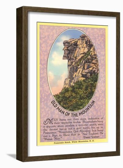 Old Man of the Mountain, Quote, New Hampshire-null-Framed Art Print
