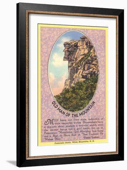 Old Man of the Mountain, Quote, New Hampshire-null-Framed Art Print