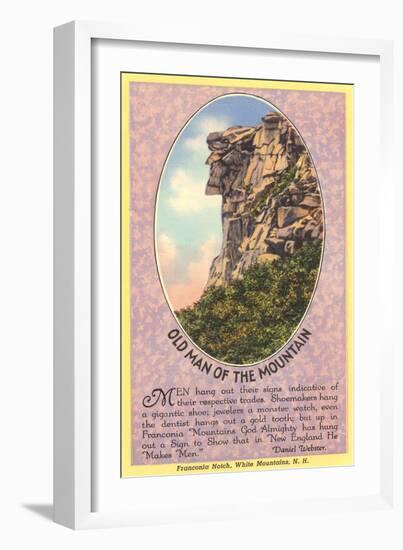 Old Man of the Mountain, Quote, New Hampshire-null-Framed Art Print