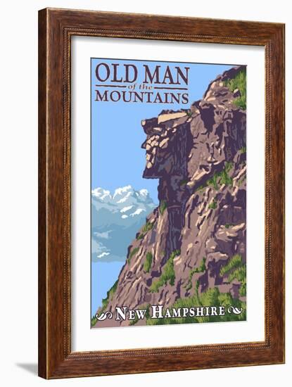 Old Man of the Mountains - New Hampshire-Lantern Press-Framed Art Print