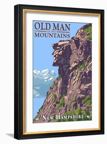 Old Man of the Mountains - New Hampshire-Lantern Press-Framed Art Print