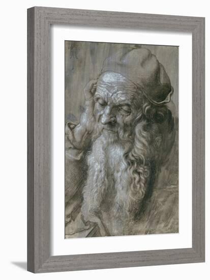 Old Man, or Study for a Saint, Brush Drawing on Brown Paper, 1521-Albrecht Dürer-Framed Giclee Print