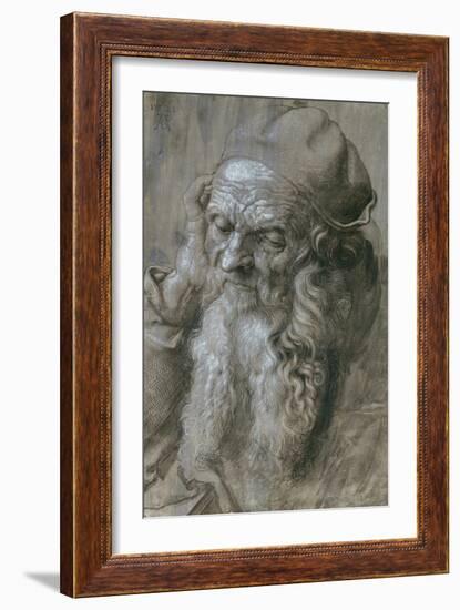 Old Man, or Study for a Saint, Brush Drawing on Brown Paper, 1521-Albrecht Dürer-Framed Giclee Print