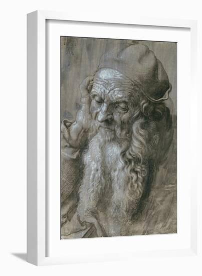 Old Man, or Study for a Saint, Brush Drawing on Brown Paper, 1521-Albrecht Dürer-Framed Giclee Print