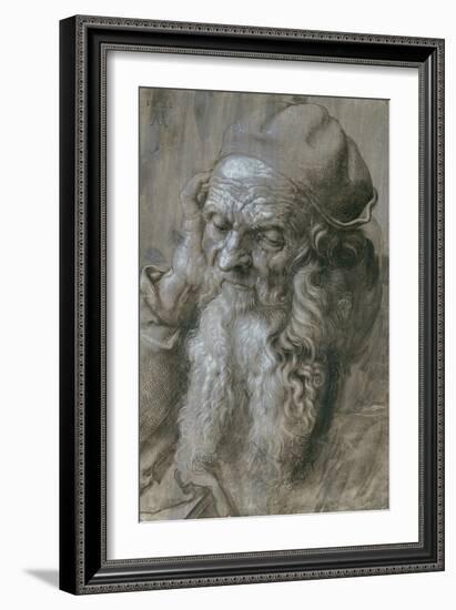 Old Man, or Study for a Saint, Brush Drawing on Brown Paper, 1521-Albrecht Dürer-Framed Giclee Print