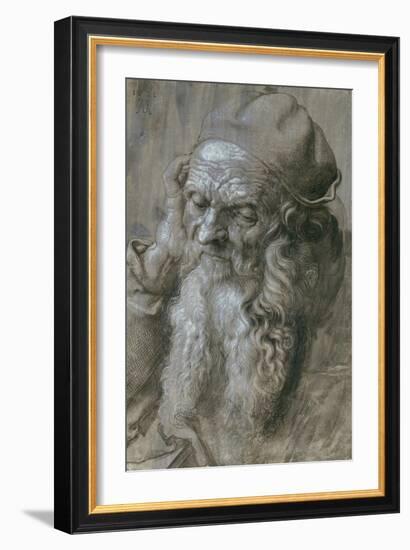 Old Man, or Study for a Saint, Brush Drawing on Brown Paper, 1521-Albrecht Dürer-Framed Giclee Print