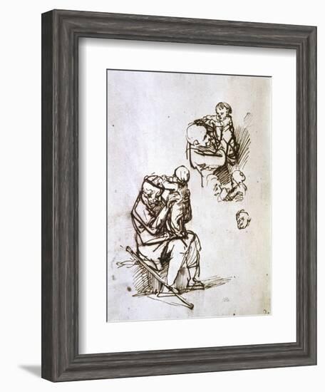 Old Man Playing with Child, 1635-1640-Rembrandt van Rijn-Framed Giclee Print