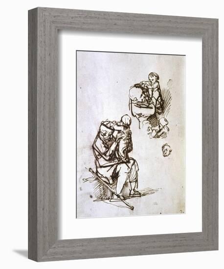 Old Man Playing with Child, 1635-1640-Rembrandt van Rijn-Framed Giclee Print