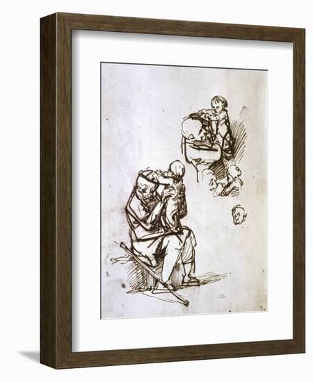 Old Man Playing with Child, 1635-1640-Rembrandt van Rijn-Framed Giclee Print