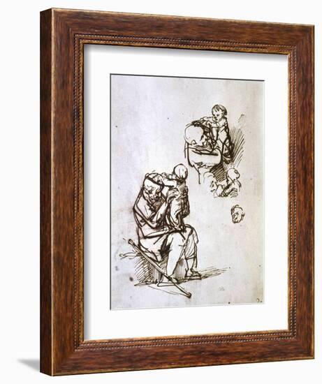 Old Man Playing with Child, 1635-1640-Rembrandt van Rijn-Framed Giclee Print