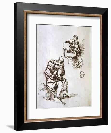 Old Man Playing with Child, 1635-1640-Rembrandt van Rijn-Framed Giclee Print