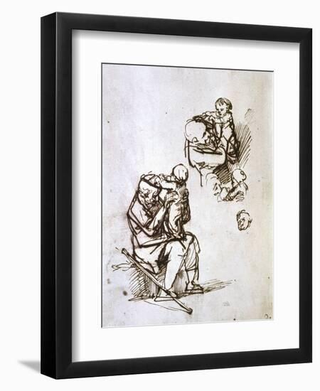 Old Man Playing with Child, 1635-1640-Rembrandt van Rijn-Framed Giclee Print