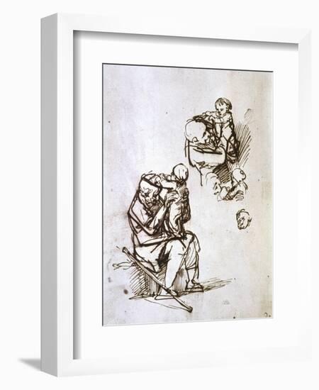 Old Man Playing with Child, 1635-1640-Rembrandt van Rijn-Framed Giclee Print