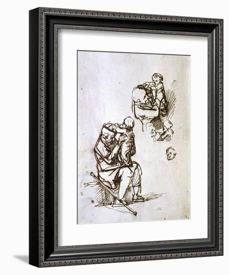 Old Man Playing with Child, 1635-1640-Rembrandt van Rijn-Framed Giclee Print