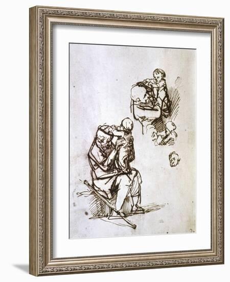 Old Man Playing with Child, 1635-1640-Rembrandt van Rijn-Framed Giclee Print