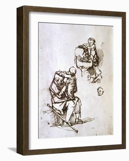 Old Man Playing with Child, 1635-1640-Rembrandt van Rijn-Framed Giclee Print