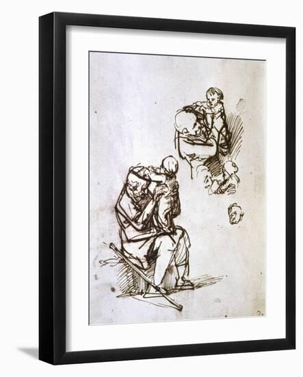 Old Man Playing with Child, 1635-1640-Rembrandt van Rijn-Framed Giclee Print