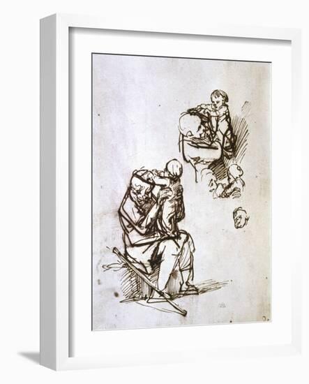 Old Man Playing with Child, 1635-1640-Rembrandt van Rijn-Framed Giclee Print