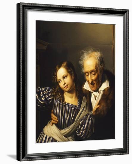 Old Man Pointing Out Maria Luigia's Herm to His Granddaughter, Circa 1830-Giuseppe Moricci-Framed Giclee Print