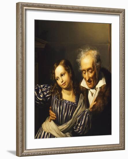 Old Man Pointing Out Maria Luigia's Herm to His Granddaughter, Circa 1830-Giuseppe Moricci-Framed Giclee Print