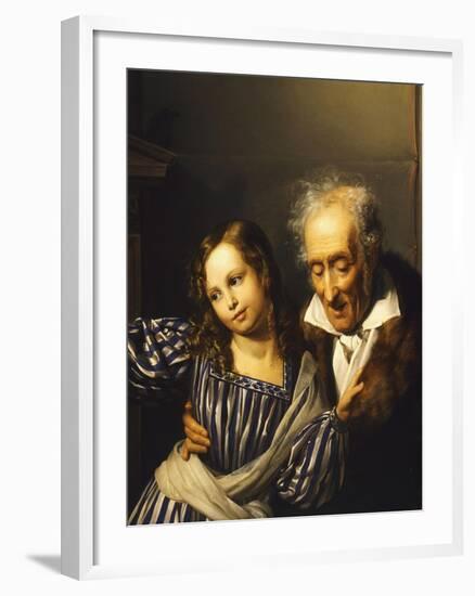 Old Man Pointing Out Maria Luigia's Herm to His Granddaughter, Circa 1830-Giuseppe Moricci-Framed Giclee Print