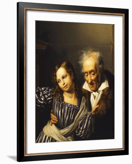 Old Man Pointing Out Maria Luigia's Herm to His Granddaughter, Circa 1830-Giuseppe Moricci-Framed Giclee Print