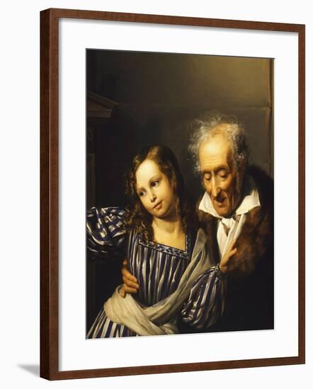 Old Man Pointing Out Maria Luigia's Herm to His Granddaughter, Circa 1830-Giuseppe Moricci-Framed Giclee Print