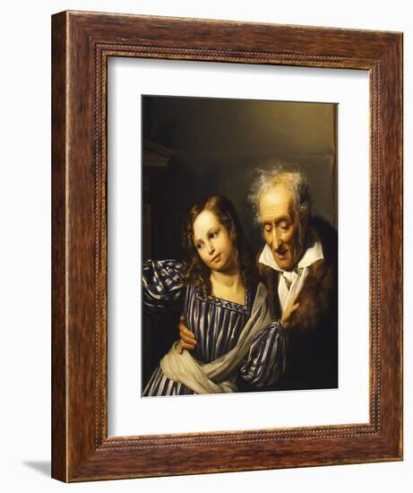 Old Man Pointing Out Maria Luigia's Herm to His Granddaughter, Circa 1830-Giuseppe Moricci-Framed Giclee Print