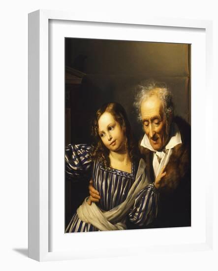 Old Man Pointing Out Maria Luigia's Herm to His Granddaughter, Circa 1830-Giuseppe Moricci-Framed Giclee Print