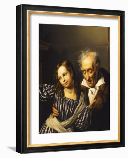 Old Man Pointing Out Maria Luigia's Herm to His Granddaughter, Circa 1830-Giuseppe Moricci-Framed Giclee Print