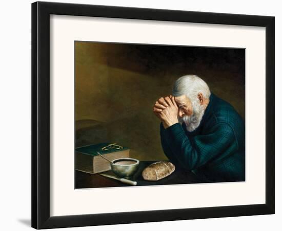 Old Man Praying-null-Framed Art Print