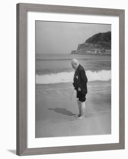 Old Man Wading on San Sebastian Beach-Eliot Elisofon-Framed Photographic Print