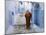 Old Man Walking in a Typical Street in Chefchaouen, Rif Mountains Region, Morocco-Levy Yadid-Mounted Photographic Print