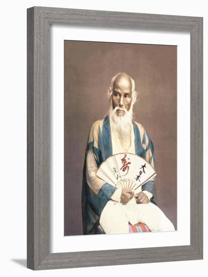 Old Man with a Fan-Baron Von Raimund Stillfried-Framed Art Print