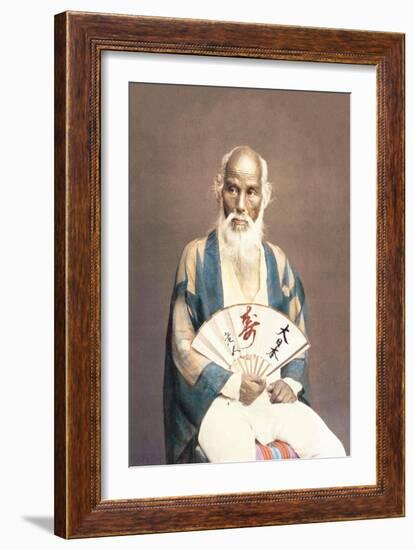 Old Man with a Fan-Baron Von Raimund Stillfried-Framed Art Print