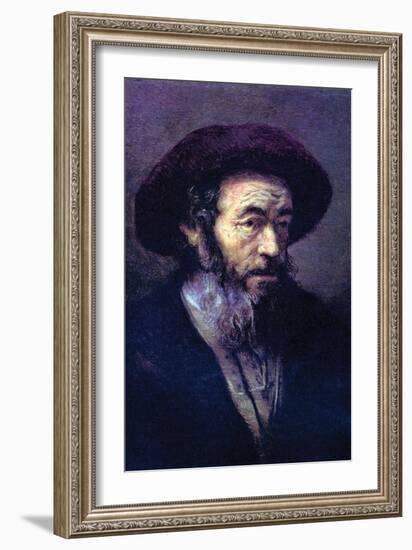 Old Man with a Fur Cap-Rembrandt van Rijn-Framed Art Print