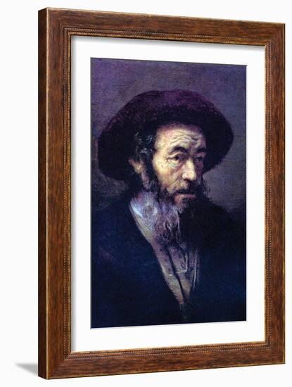 Old Man with a Fur Cap-Rembrandt van Rijn-Framed Art Print