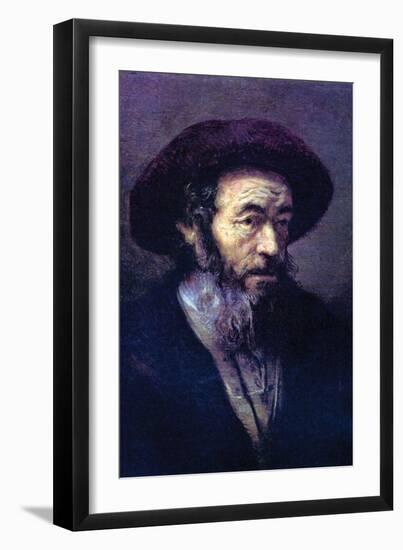 Old Man with a Fur Cap-Rembrandt van Rijn-Framed Art Print