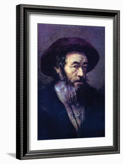 Old Man with a Fur Cap-Rembrandt van Rijn-Framed Art Print