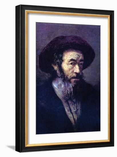 Old Man with a Fur Cap-Rembrandt van Rijn-Framed Art Print