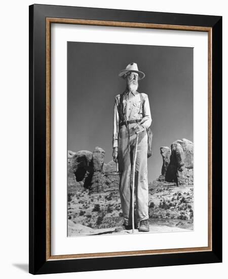 Old Man with White Beard and Staff Standing in Desert-Loomis Dean-Framed Photographic Print