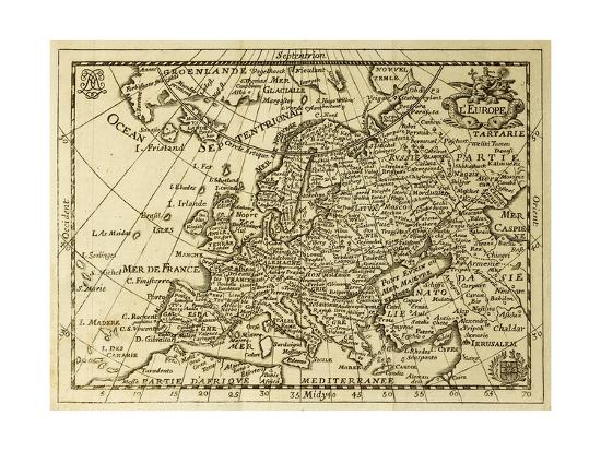 Old Map Europe With Parallels And Meridians May Be Dated To The End Of Xvii Sec Art Print Marzolino Art Com Old Map Europe With Parallels And Meridians May Be Dated To The End Of Xvii Sec Art Print Marzolino Art Com