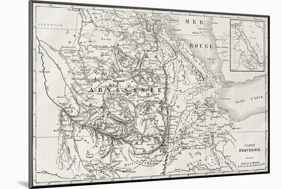 Old Map Of Abyssinia With Red Sea Region Map Insert-marzolino-Mounted Art Print