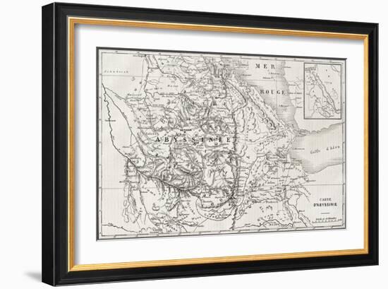 Old Map Of Abyssinia With Red Sea Region Map Insert-marzolino-Framed Art Print