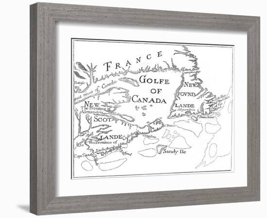 Old Map of Acadia, 17th Century-null-Framed Giclee Print