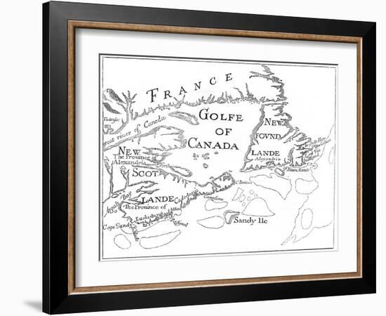 Old Map of Acadia, 17th Century-null-Framed Giclee Print