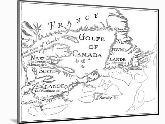 Old Map of Acadia, 17th Century-null-Mounted Giclee Print