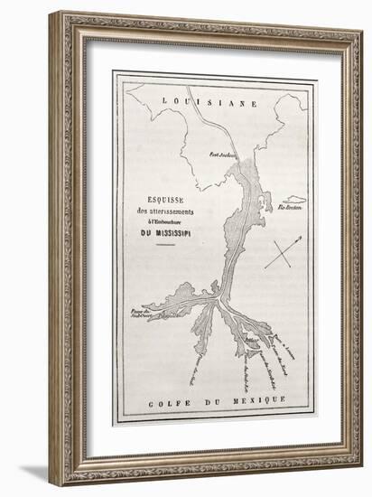 Old Map Of Alluvial Deposits At Missisipi Estuary-marzolino-Framed Art Print